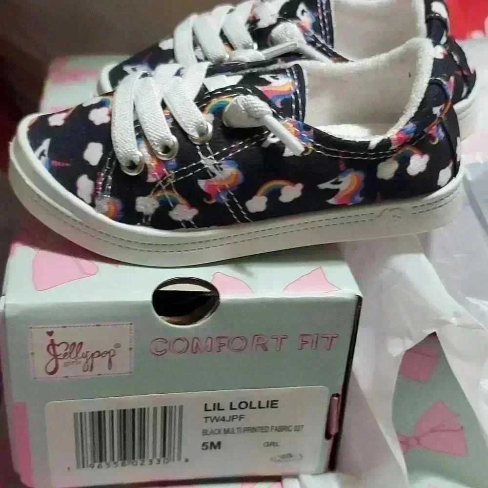 ☆☆☆Lil Lollie black multi colored unicorn Jellypop sneakers